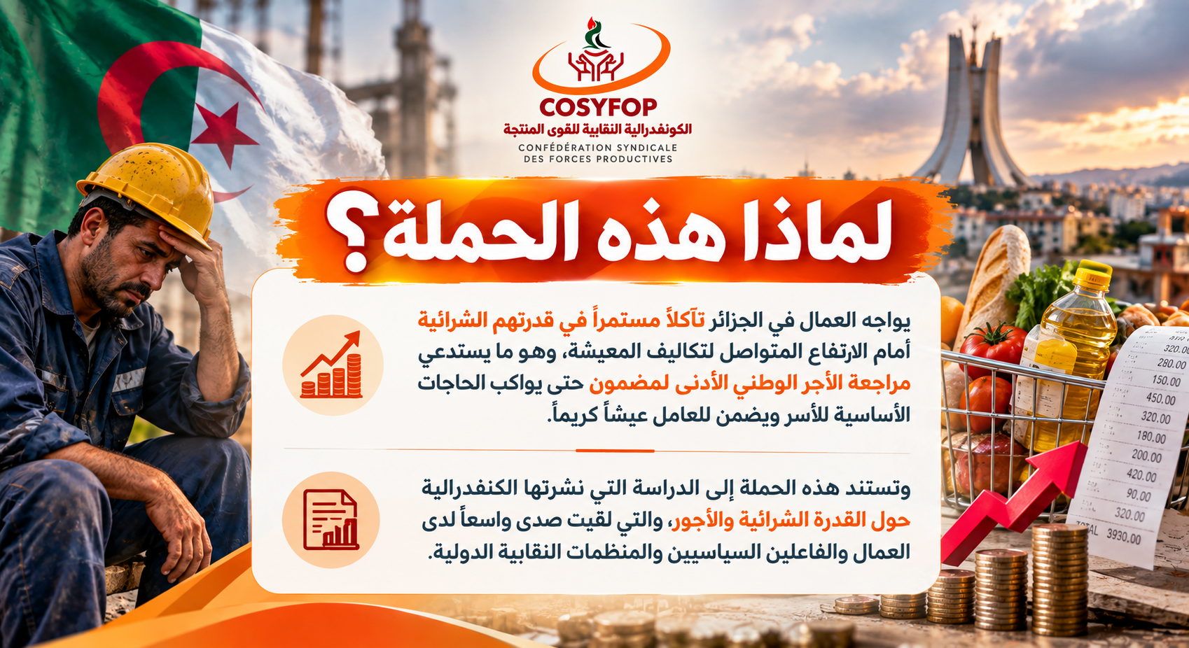 لماذا هذه الحملة؟ تآكل القدرة الشرائية للعمال في الجزائر أمام ارتفاع تكاليف المعيشة